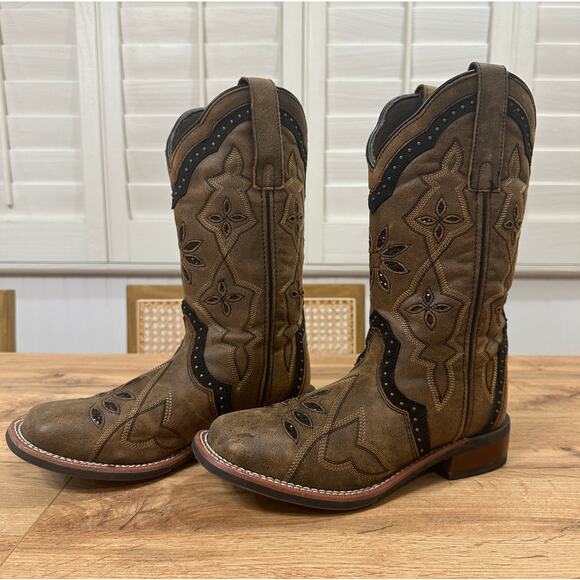 Laredo Women's Bouquet Western Performance Boots Brown Leather Sz 8 Lightly Worn - Picture 3 of 16